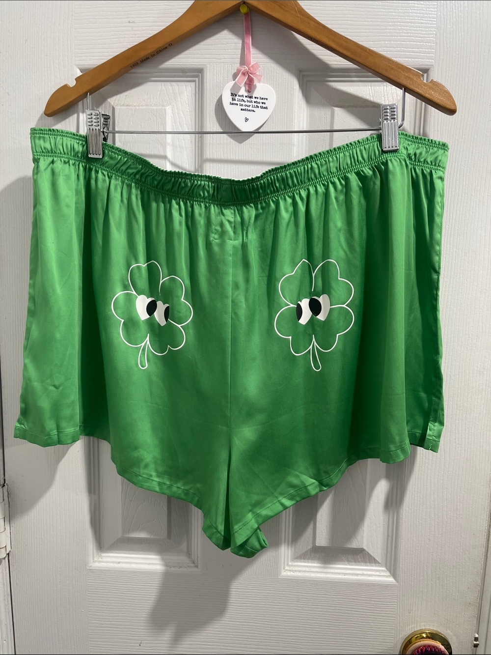 VS Pink - Green Silk Sleep Boxy Pajama Shorts XL